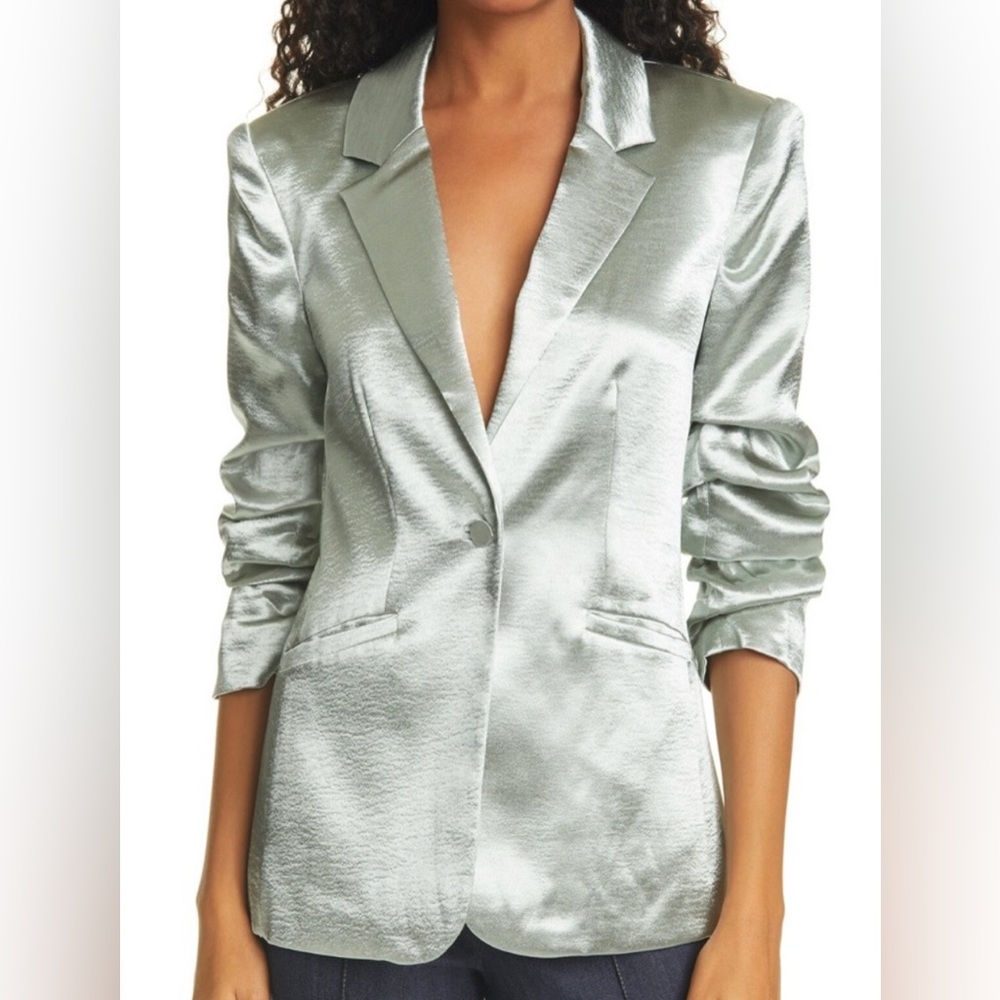 Cinq à Sept Kylie Ruched Blazer. Green- Size 6